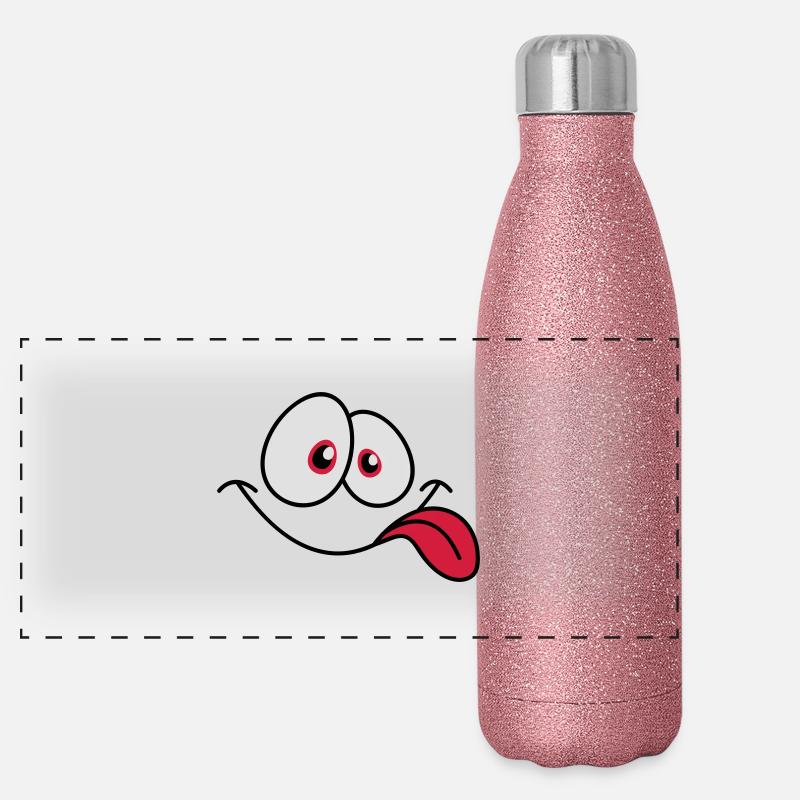 Visage comique souriant Langue froide qui dépasse Gourde isotherme panoramique pailletée 500 ml