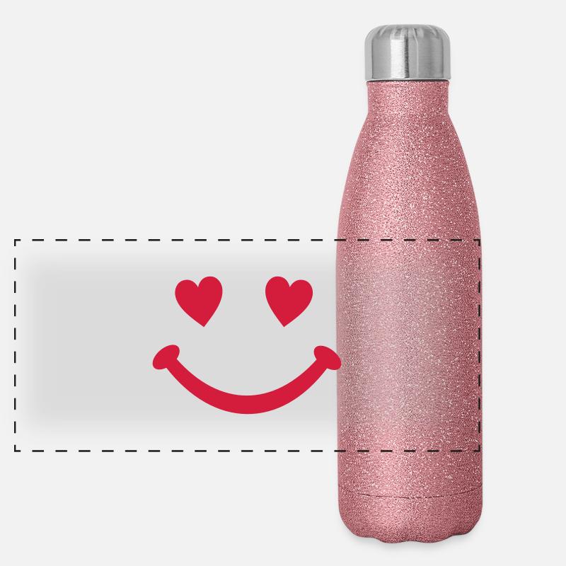 heart Smiley Smile Panoramic Glitter Thermal Bottle 500 ml
