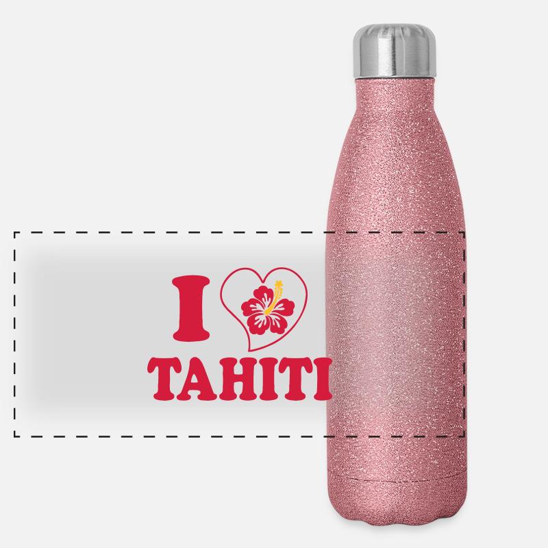 I Love Tahiti Gourde isotherme panoramique pailletée 500 ml
