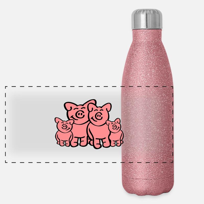 Pig Family Gourde isotherme panoramique pailletée 500 ml