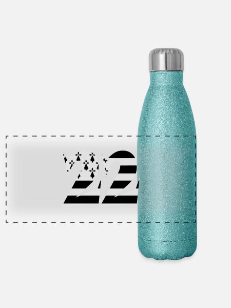 22 Britain flag - Panoramic Glitter Thermal Bottle 500 ml - blue glitter - Front