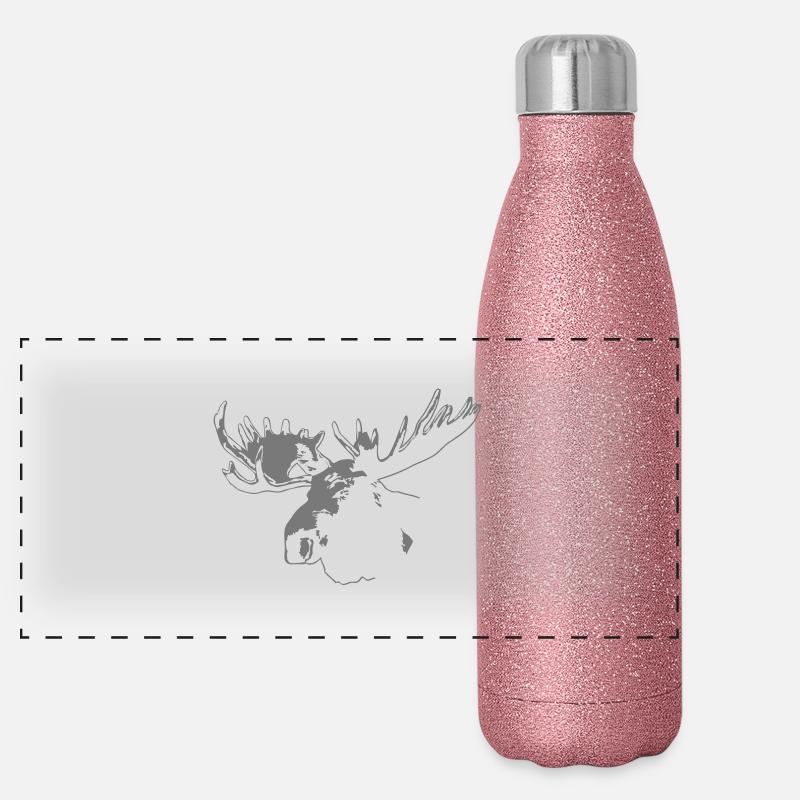 elch - elk - moose - jagd - jäger Panorama Glitzer Isolierflasche 500 ml