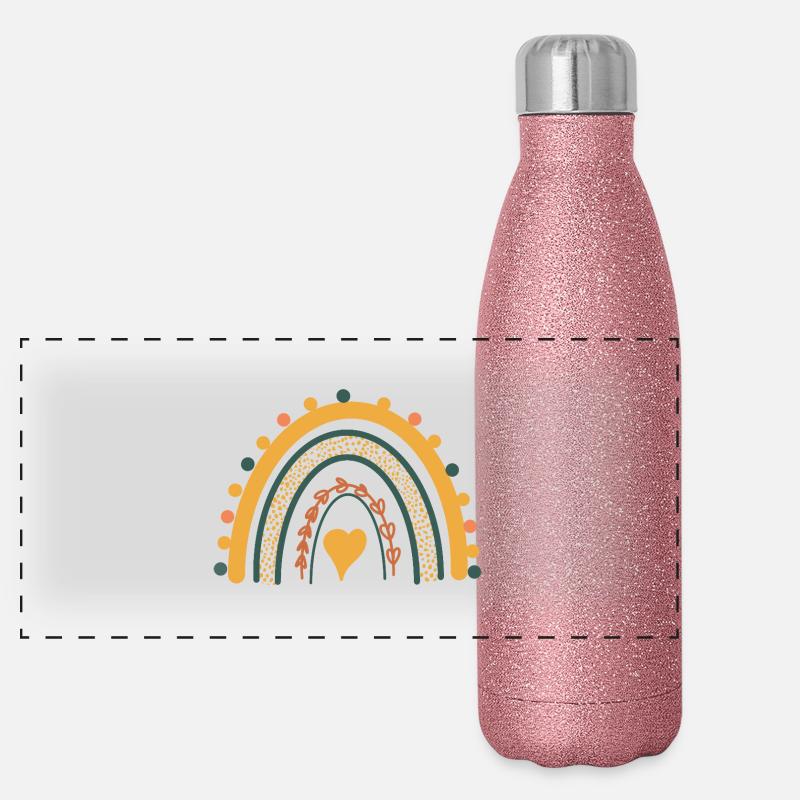 Arc-en-ciel Boho Imprimé Abstrait Arc-en-ciel Gourde isotherme panoramique pailletée 500 ml
