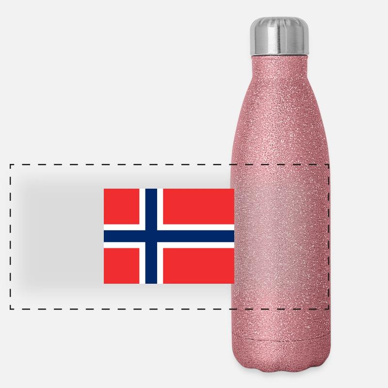 Drapeau Norvège Gourde isotherme panoramique pailletée 500 ml
