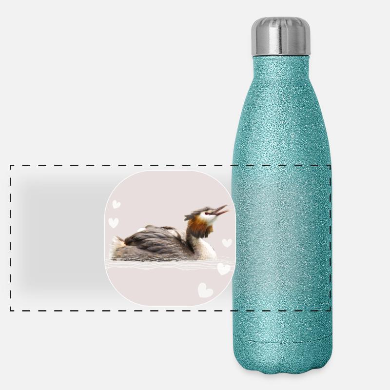 Grèbe huppé Gourde isotherme panoramique pailletée 500 ml