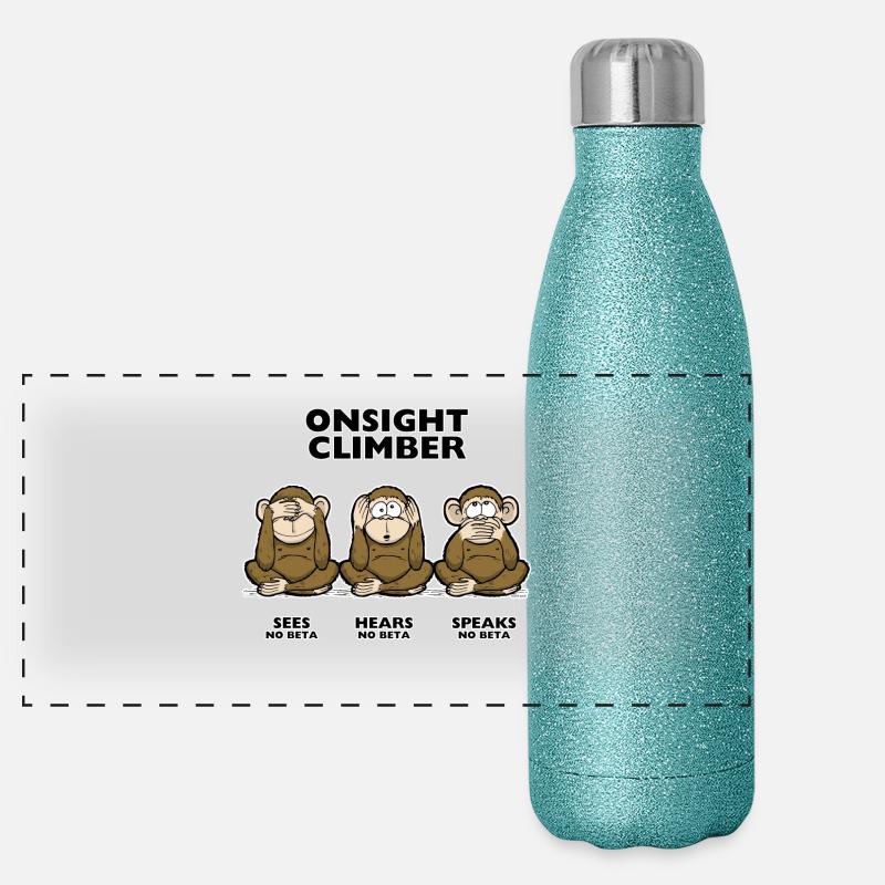On Sight climber three wise monkey Kletter T-Shirt Panorama Glitzer Isolierflasche 500 ml