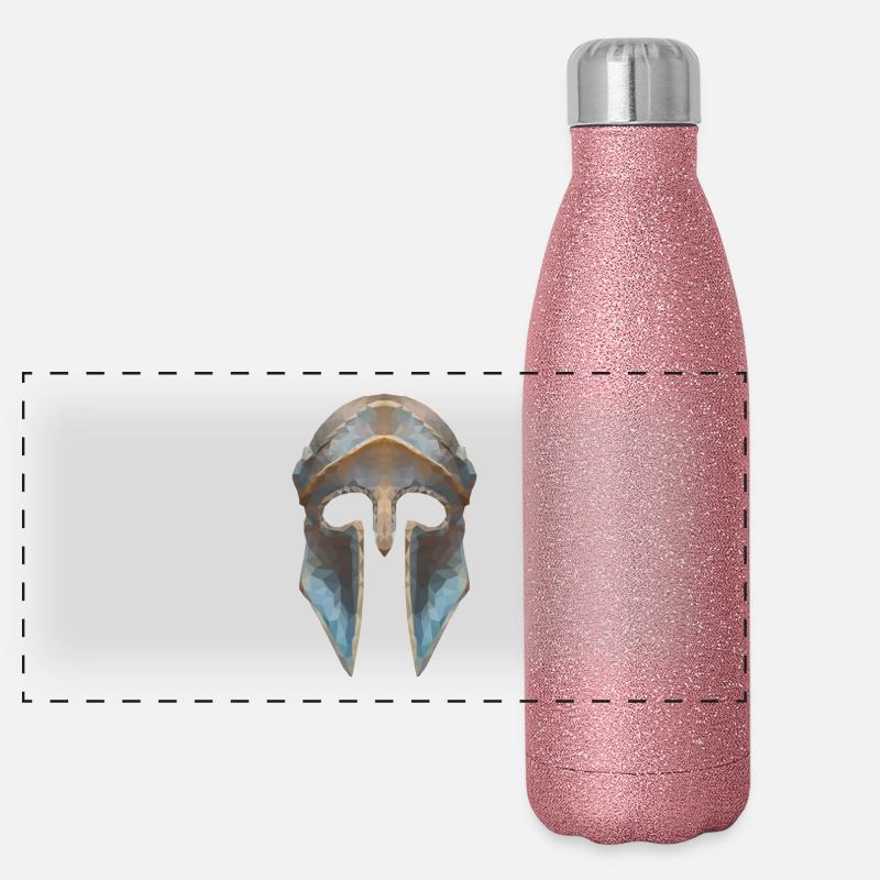 Gladiator's helmet low polygon effect Panoramic Glitter Thermal Bottle 500 ml