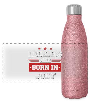 Legend are born in July - Panorama Glitzer Isolierflasche 500 ml - Pink Glitzer - Vorne