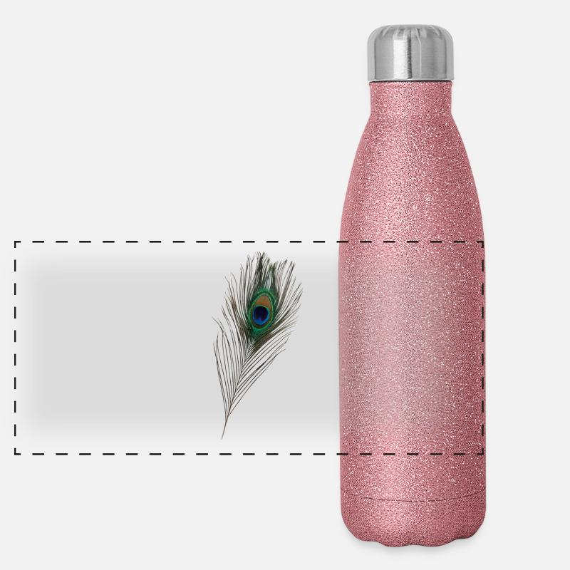 Pfauenfeder, Pfau,Vogel Panorama Glitzer Isolierflasche 500 ml