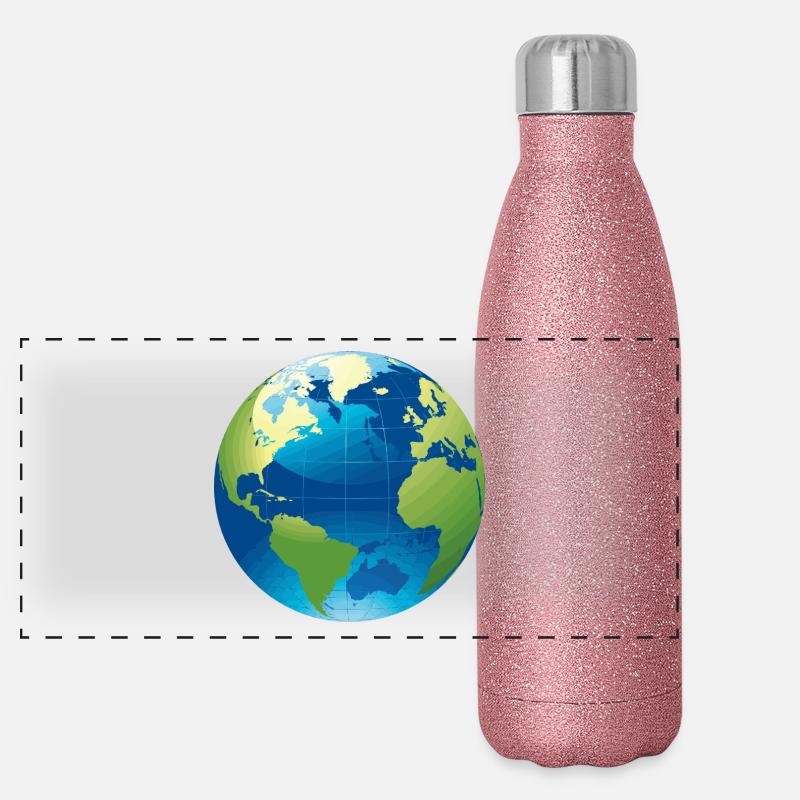 Erde Motiv als Geschenkidee Panorama Glitzer Isolierflasche 500 ml