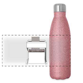 Shredder paper device office idea gift work - Panoramic Glitter Thermal Bottle 500 ml - pink glitter - Front