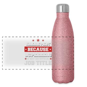 Pilote de ligne Parce que Superhero n'est pas un emploi - Gourde isotherme panoramique pailletée 500 ml - paillettes roses - Devant