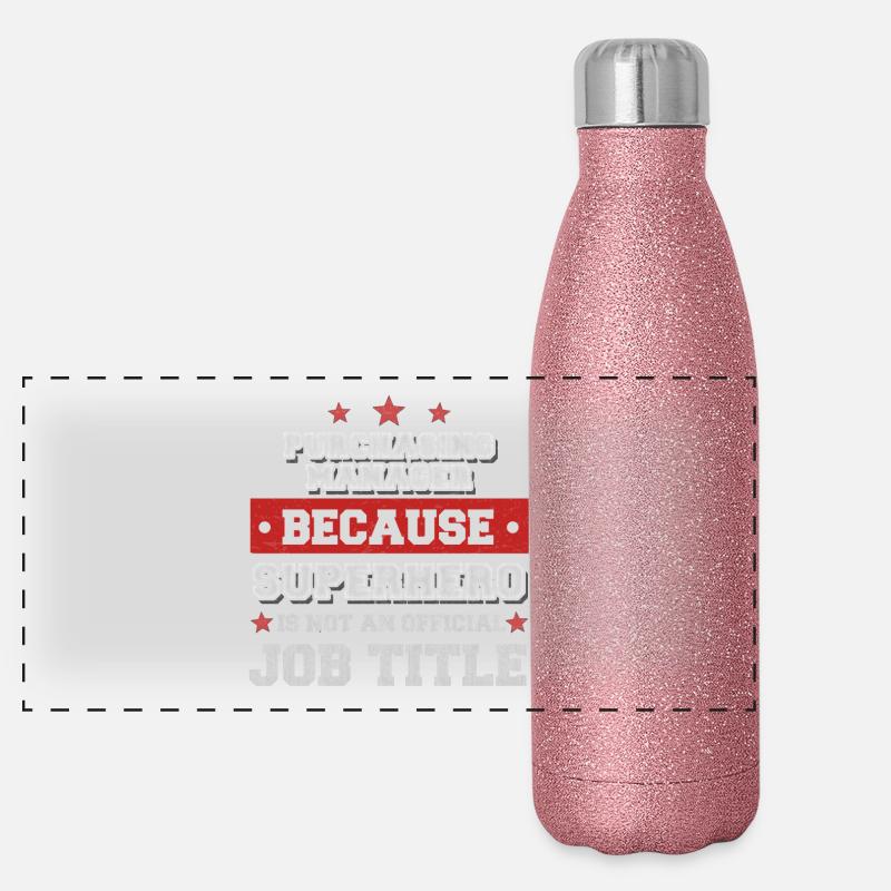 Manager because Superhero is not an job title - Panoramic Glitter Thermal Bottle 500 ml - pink glitter