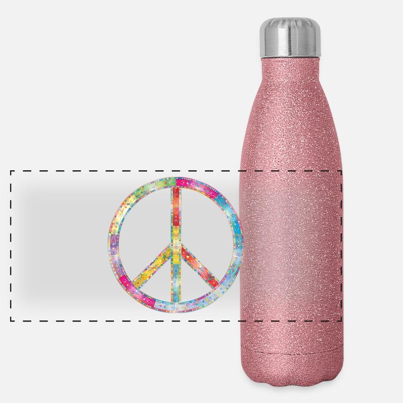 Peace - Panoramic Glitter Thermal Bottle 500 ml - pink glitter