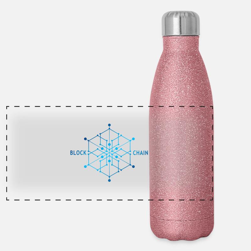 Block chain, crypto currency, bitcoin gift Panoramic Glitter Thermal Bottle 500 ml