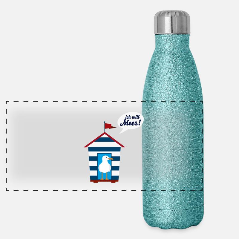 ich will Meer Panorama Glitzer Isolierflasche 500 ml