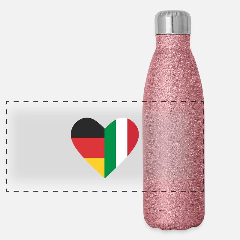Ein Herz - Deutschland Italien Panorama Glitzer Isolierflasche 500 ml