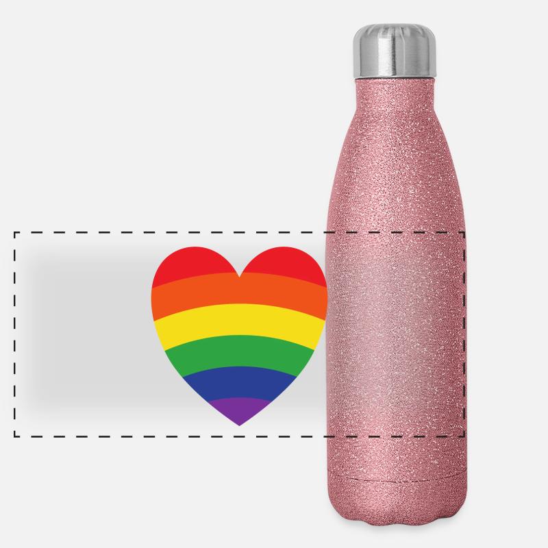 Regenbogenherz | LGBT | Geschenkidee Panorama Glitzer Isolierflasche 500 ml