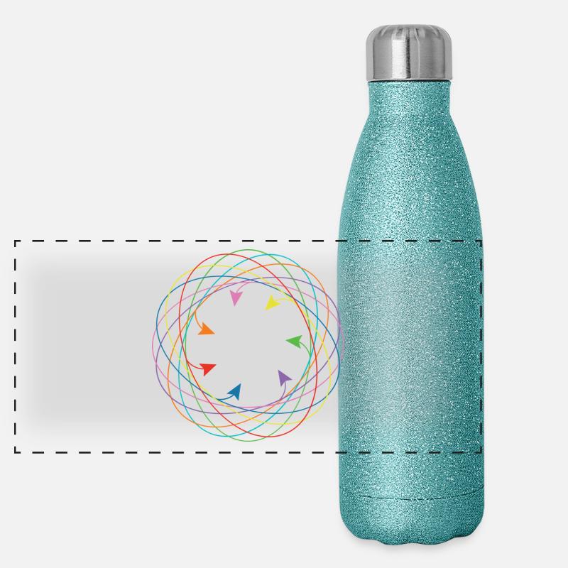 Sieben farbige Kreise Panorama Glitzer Isolierflasche 500 ml