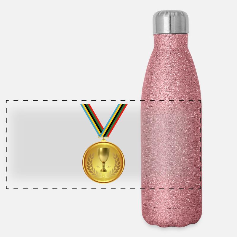 Goldmedaille, Medaille , Sieger Gewinner Panorama Glitzer Isolierflasche 500 ml