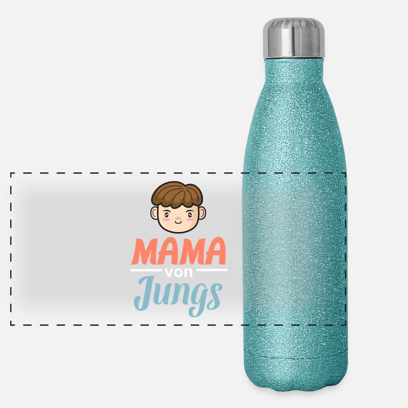 Mama von Jungs - Coole starke Mutter Geschenk Panorama Glitzer Isolierflasche 500 ml