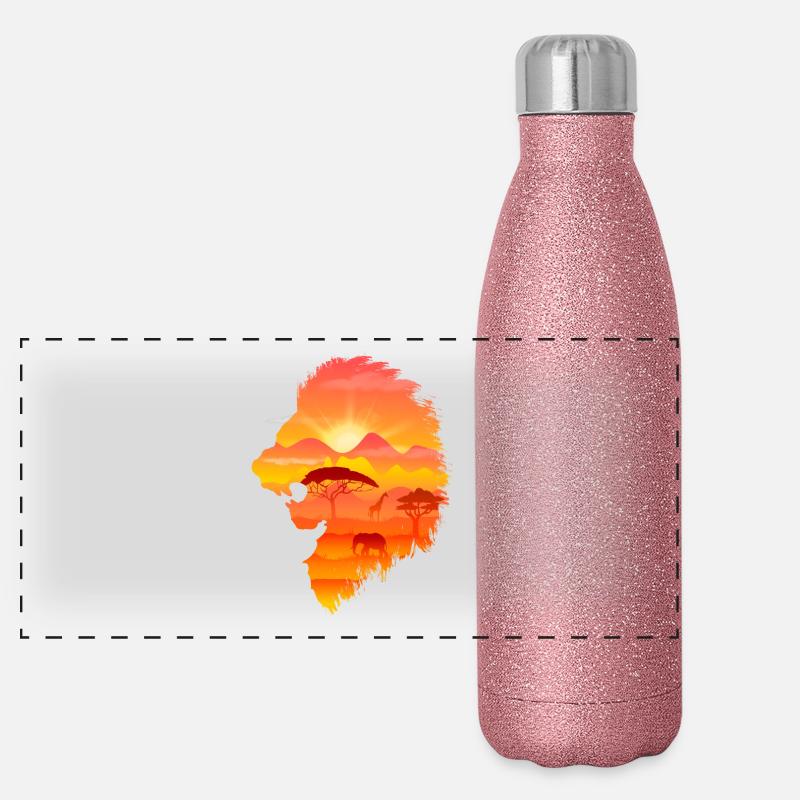 Löwe König der Savanne Panorama Glitzer Isolierflasche 500 ml