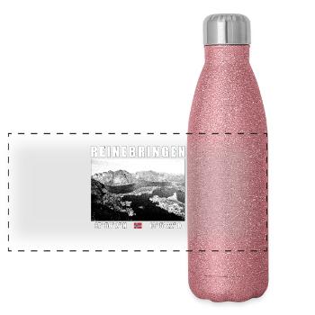 Clean up on the Lofoten in Norway - Panoramic Glitter Thermal Bottle 500 ml - pink glitter - Front
