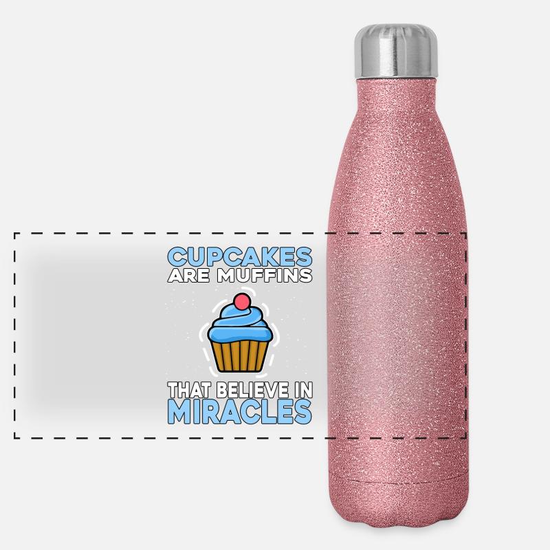 Cupcakes are Muffins that believe in Miracles Panorama Glitzer Isolierflasche 500 ml