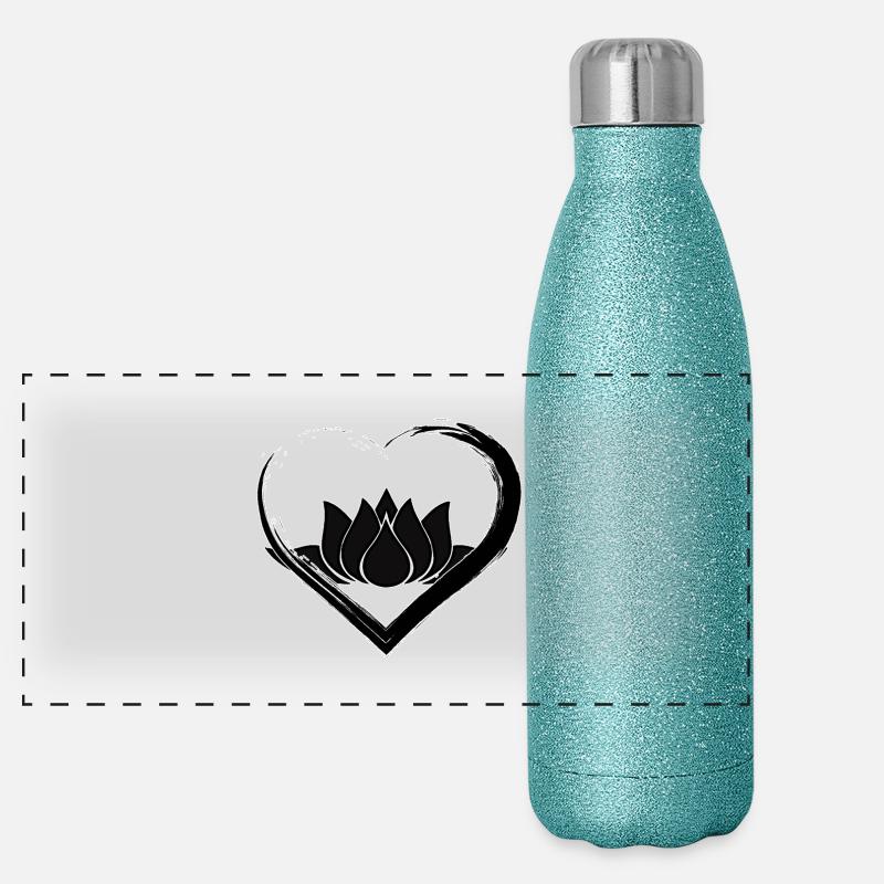 Black Heart Lotus Panoramic Glitter Thermal Bottle 500 ml