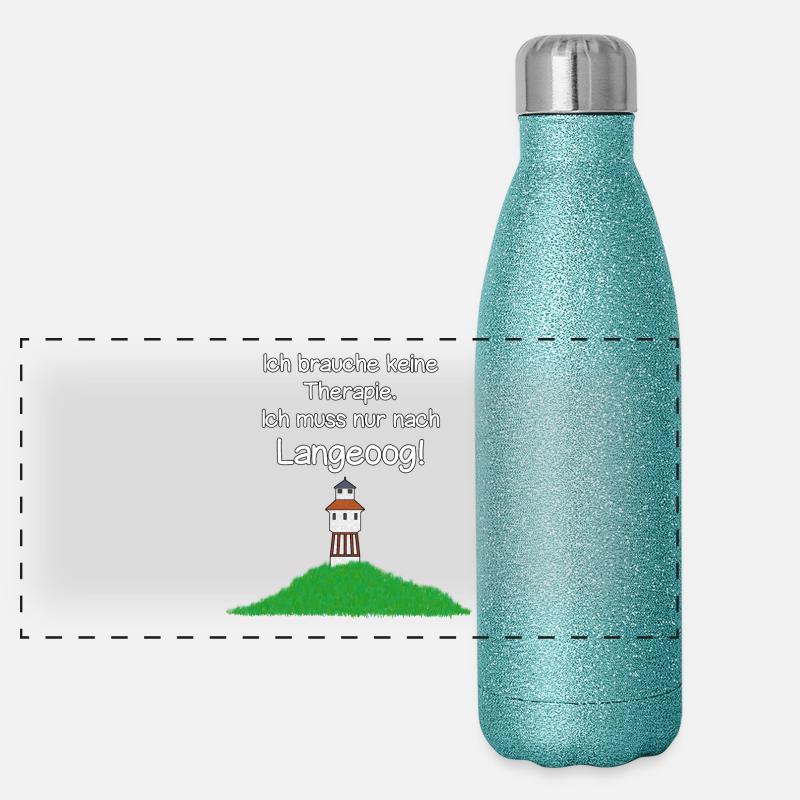 Je dois juste aller à Langeoog! Gourde isotherme panoramique pailletée 500 ml