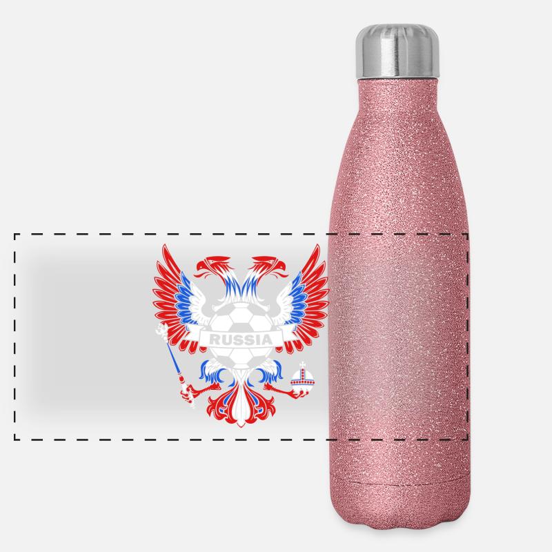 Drapeau de la Russie Moscou Poutine nation russe Gourde isotherme panoramique pailletée 500 ml