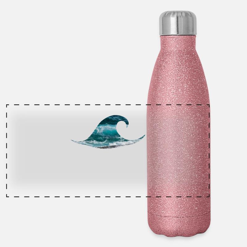 Wave ocean sea surfing Panoramic Glitter Thermal Bottle 500 ml