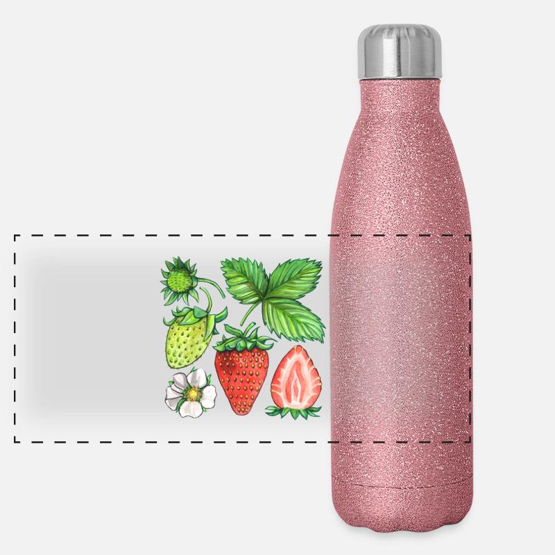 Fraises Gourde isotherme panoramique pailletée 500 ml