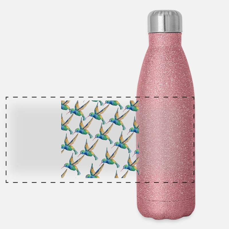 Humming Bird Pattern Lovers Design Cadeau Gourde isotherme panoramique pailletée 500 ml
