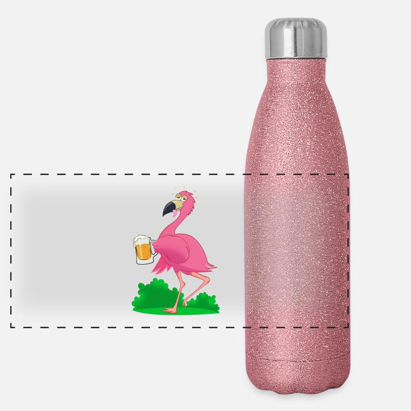 Le flamant ivrogne Gourde isotherme panoramique pailletée 500 ml
