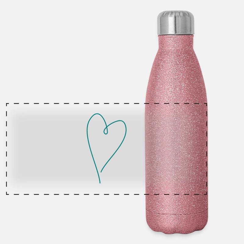 Herz Blaugrün Panorama Glitzer Isolierflasche 500 ml