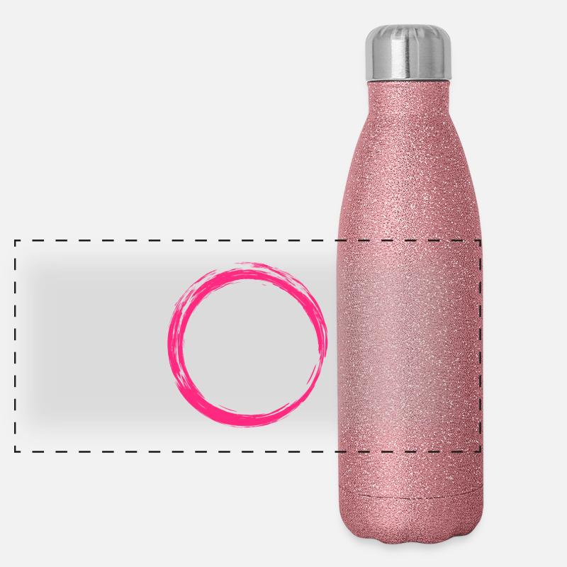 Circle Symbol Design Pink Panoramic Glitter Thermal Bottle 500 ml