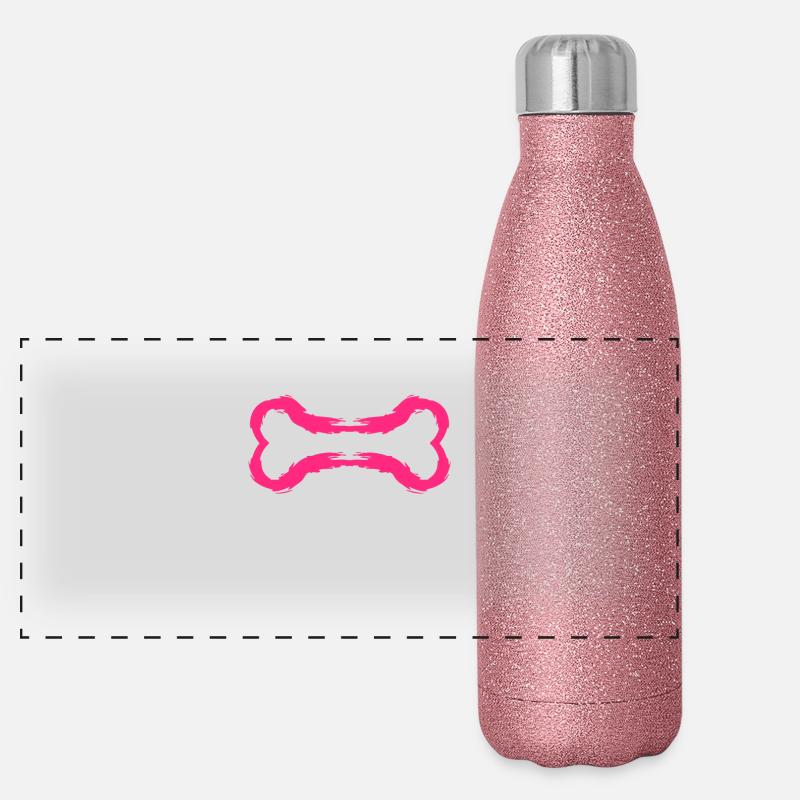 Dog icon bone brush pink Panoramic Glitter Thermal Bottle 500 ml