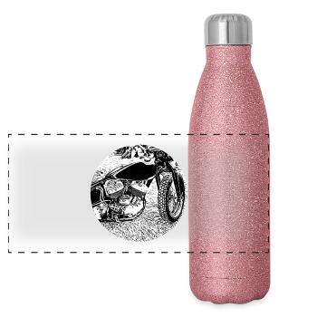 Moto - Gourde isotherme panoramique pailletée 500 ml - paillettes roses - Devant
