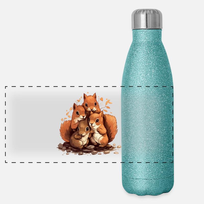 Eichhörnchen Panorama Glitzer Isolierflasche 500 ml