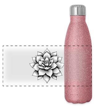 Lotusblüte - Panorama Glitzer Isolierflasche 500 ml - Pink Glitzer - Vorne
