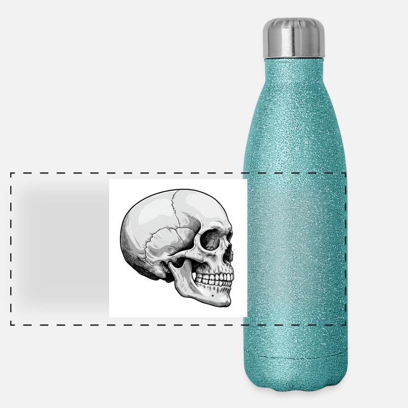 Skull: Symbol of the imperishable Panoramic Glitter Thermal Bottle 500 ml