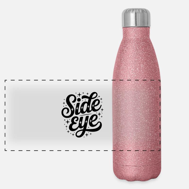 Œil latéral - Mèmes amusants Gourde isotherme panoramique pailletée 500 ml
