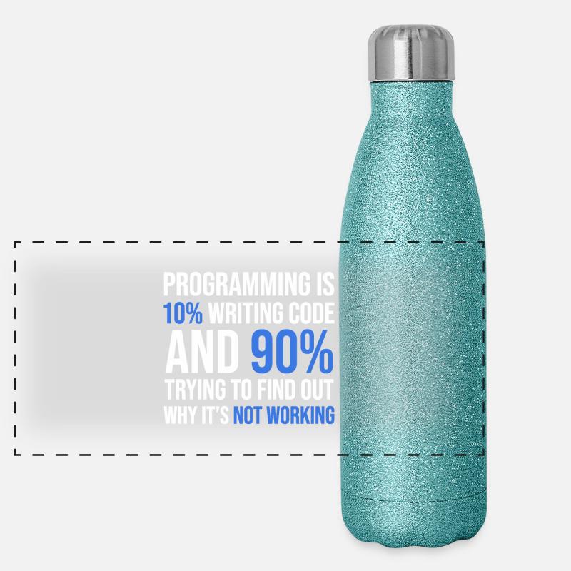 Débogage de code Humour T-shirt Design Gourde isotherme panoramique pailletée 500 ml