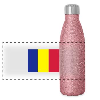 fahne_rumaenien - Panorama Glitzer Isolierflasche 500 ml - Pink Glitzer - Vorne