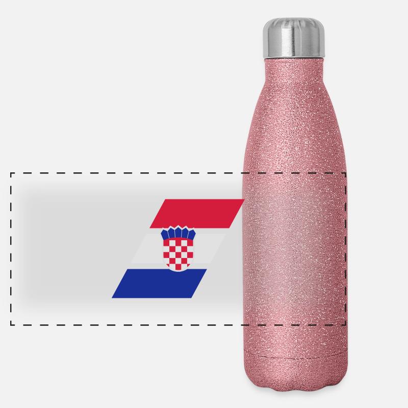 croatia stripe flag Panoramic Glitter Thermal Bottle 500 ml