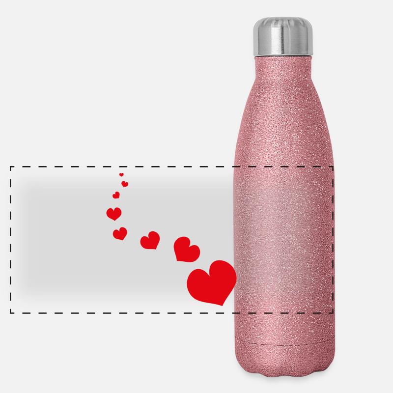 Rotes Herz Panorama Glitzer Isolierflasche 500 ml