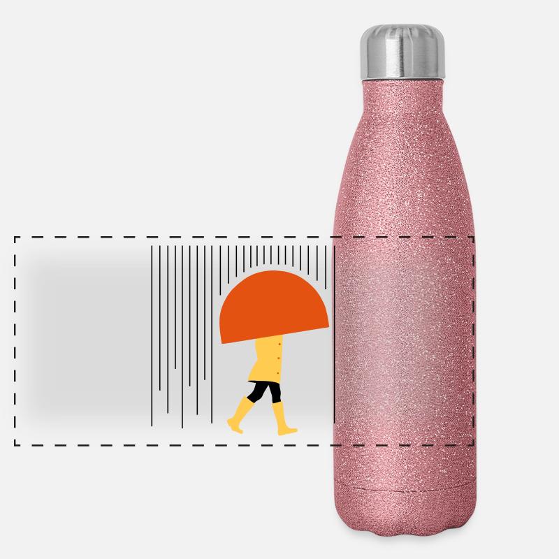 Mensch im Regen - Minimal Panorama Glitzer Isolierflasche 500 ml