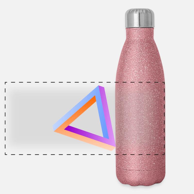 Impossible triangle optical illusion Panoramic Glitter Thermal Bottle 500 ml