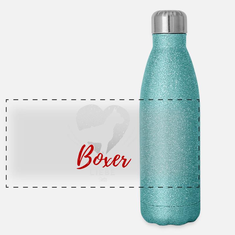 Boxer Liebe mit Herz Panorama Glitzer Isolierflasche 500 ml
